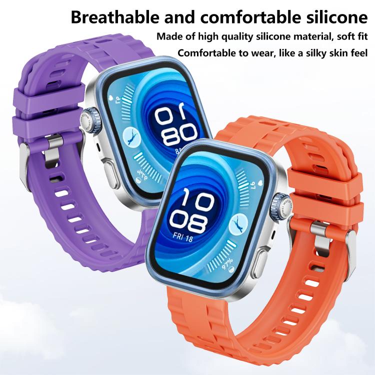 For Huawei Watch Fit4 / Fit4 Pro / Fit3 Metal Head Grain Pin Buckle Silicone Watch Band