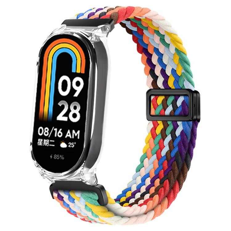 For Xiaomi Mi Band 7 Clear PC Frame Magnetic Buckle Nylon Braided Elastic Watch Band