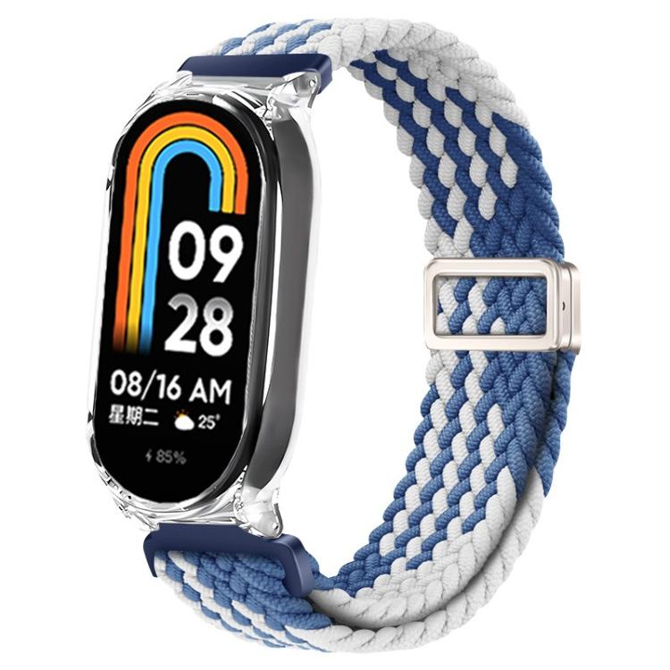 For Xiaomi Mi Band 7 Clear PC Frame Magnetic Buckle Nylon Braided Elastic Watch Band