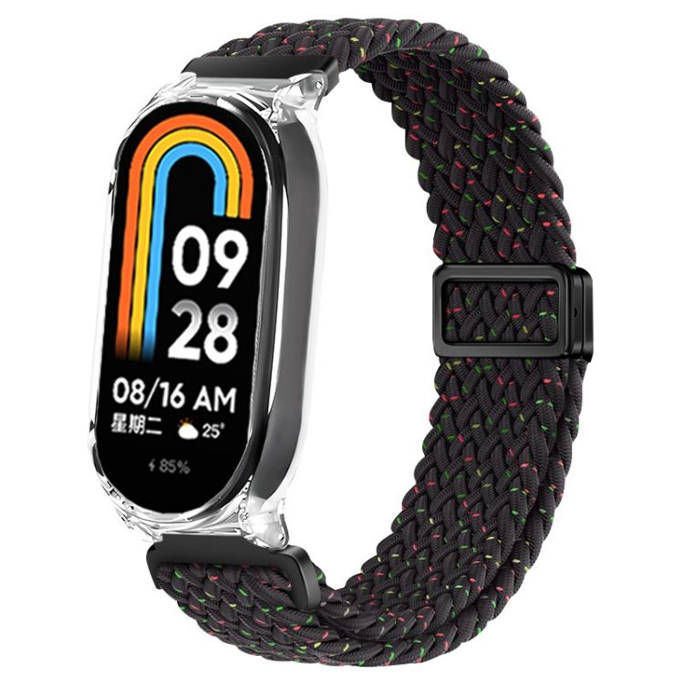 For Xiaomi Mi Band 7 Clear PC Frame Magnetic Buckle Nylon Braided Elastic Watch Band
