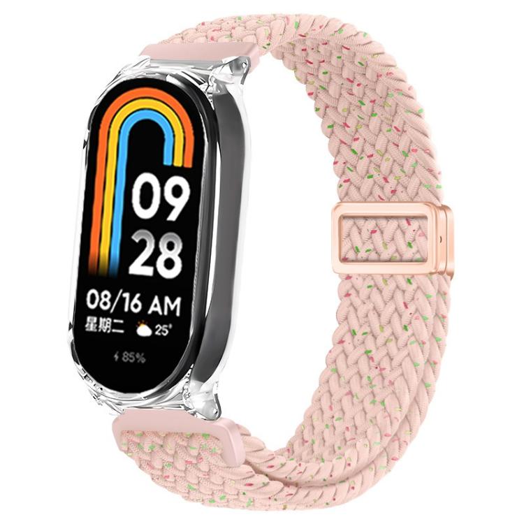 For Xiaomi Mi Band 7 Clear PC Frame Magnetic Buckle Nylon Braided Elastic Watch Band