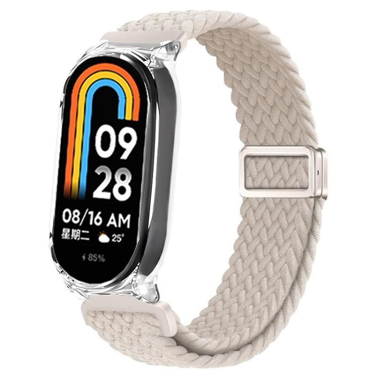 For Xiaomi Mi Band 7 Clear PC Frame Magnetic Buckle Nylon Braided Elastic Watch Band