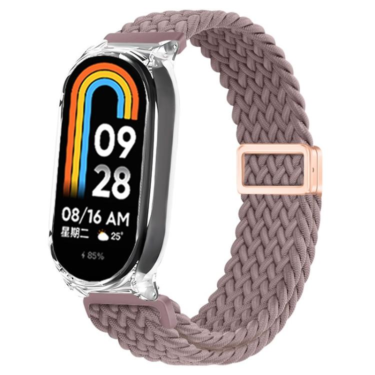For Xiaomi Mi Band 7 Clear PC Frame Magnetic Buckle Nylon Braided Elastic Watch Band