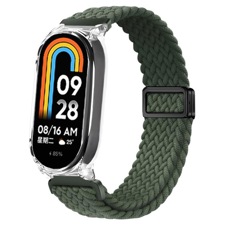 For Xiaomi Mi Band 7 Clear PC Frame Magnetic Buckle Nylon Braided Elastic Watch Band