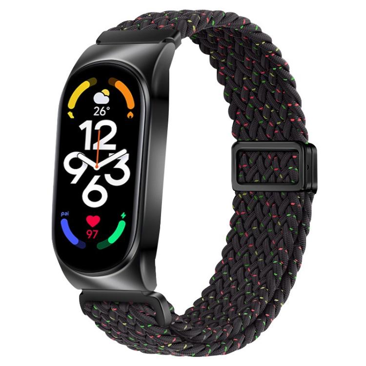 For Xiaomi Mi Band 6 / 5 / 4 / 3 Metal Frame Magnetic Buckle Nylon Braided Elastic Watch Band