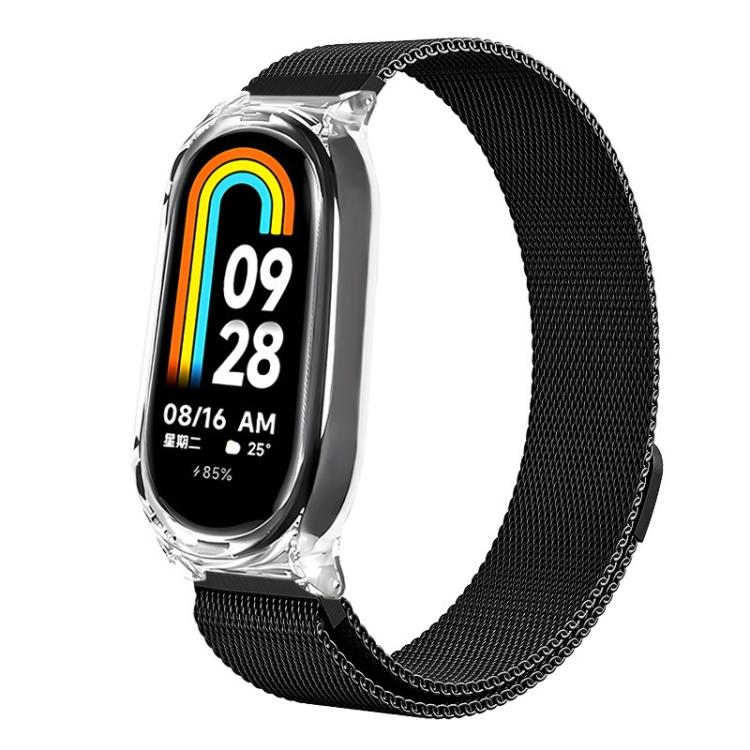 For Xiaomi Mi Band 7 Transparent PC Case Milanese Magnetic Metal Watch Band
