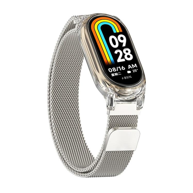 For Xiaomi Mi Band 7 Transparent PC Case Milanese Magnetic Metal Watch Band