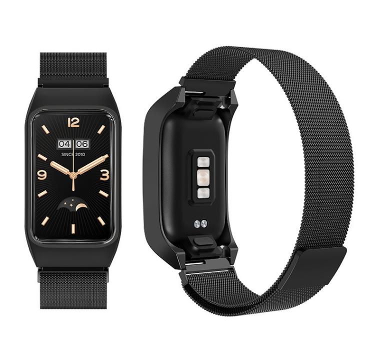 For Xiaomi Mi Band 7 Pro Stainless Steel Frame Integrated Milanese Magnetic Metal Watch Band