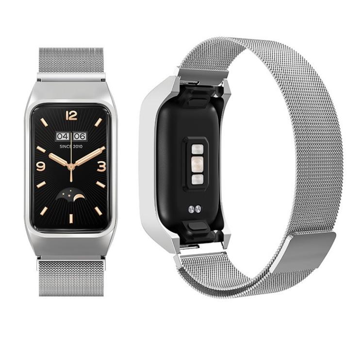 For Xiaomi Mi Band 7 Pro Stainless Steel Frame Integrated Milanese Magnetic Metal Watch Band
