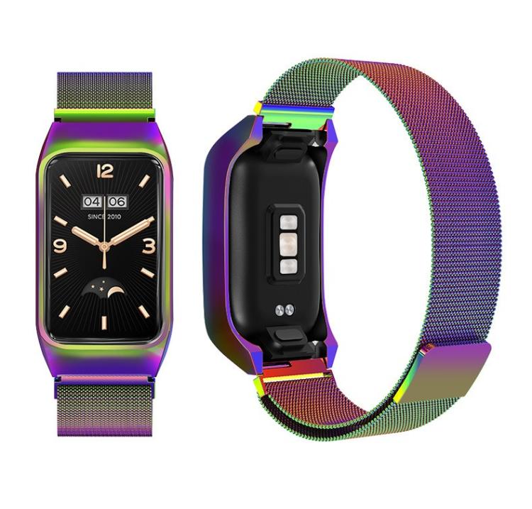 For Xiaomi Mi Band 7 Pro Stainless Steel Frame Integrated Milanese Magnetic Metal Watch Band