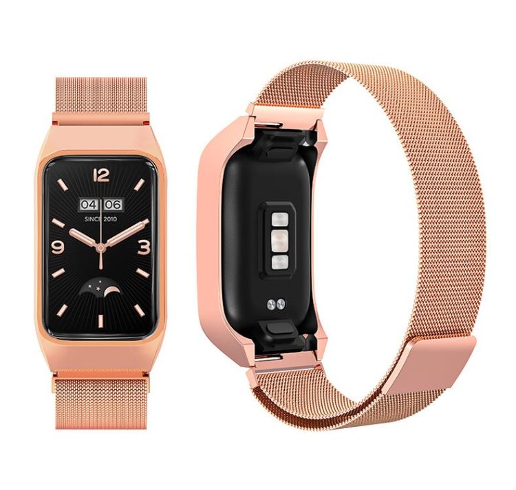 For Xiaomi Mi Band 7 Pro Stainless Steel Frame Integrated Milanese Magnetic Metal Watch Band
