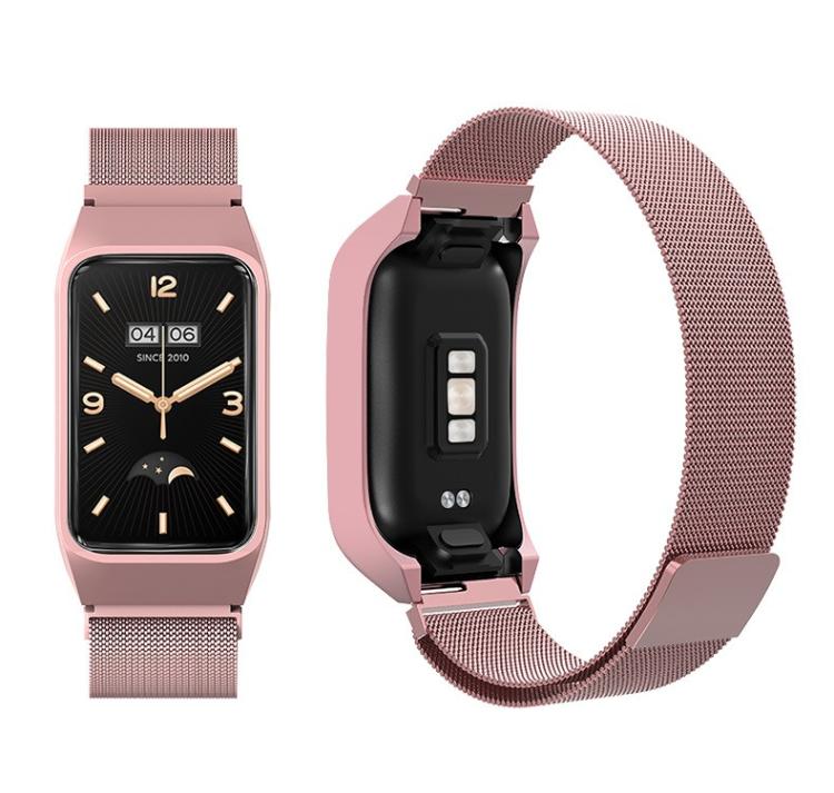 For Xiaomi Mi Band 7 Pro Stainless Steel Frame Integrated Milanese Magnetic Metal Watch Band