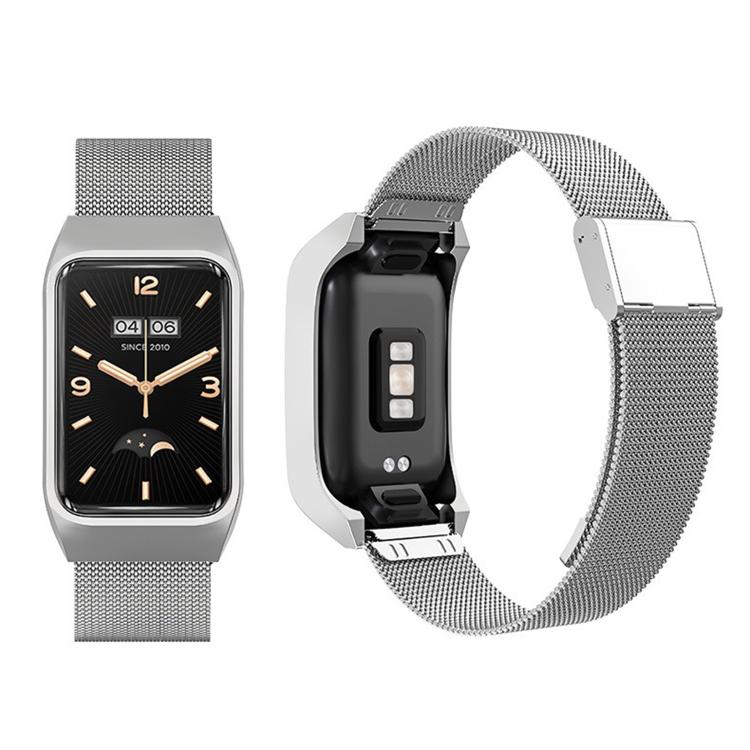 For Xiaomi Mi Band 7 Pro Stainless Steel Frame Integrated Milanese Buckle Metal Watch Band