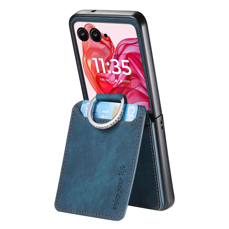 For Motorola Razr 60 Retro Leather Ring Vertical Flip Wallet Phone Case