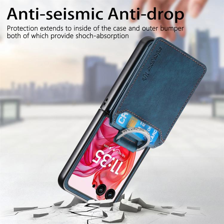 For Motorola Razr 60 Retro Leather Ring Vertical Flip Wallet Phone Case