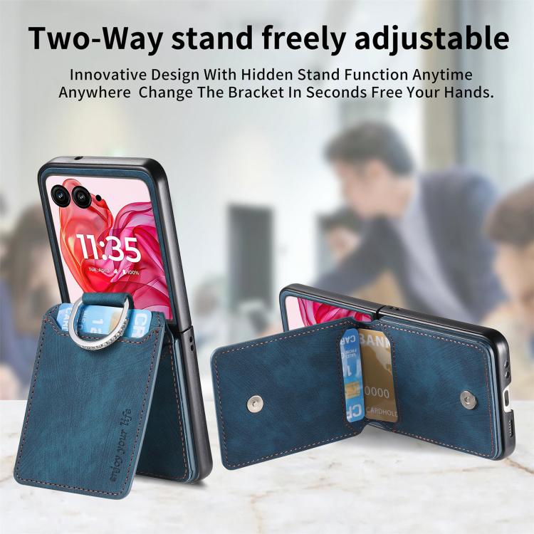 For Motorola Razr 60 Retro Leather Ring Vertical Flip Wallet Phone Case
