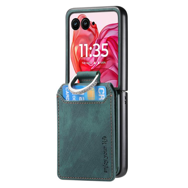 For Motorola Razr 60 Retro Leather Ring Vertical Flip Wallet Phone Case