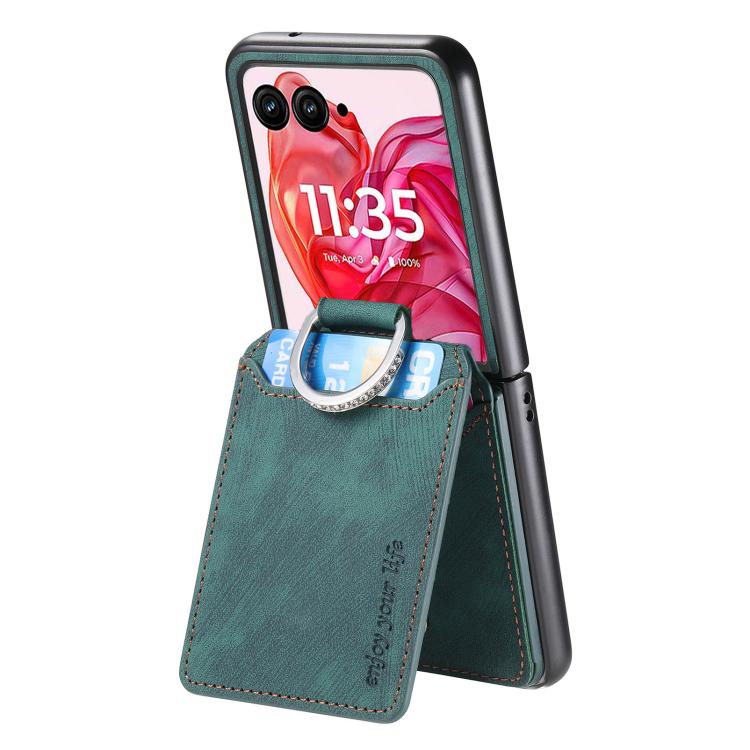 For Motorola Razr 60 Retro Leather Ring Vertical Flip Wallet Phone Case