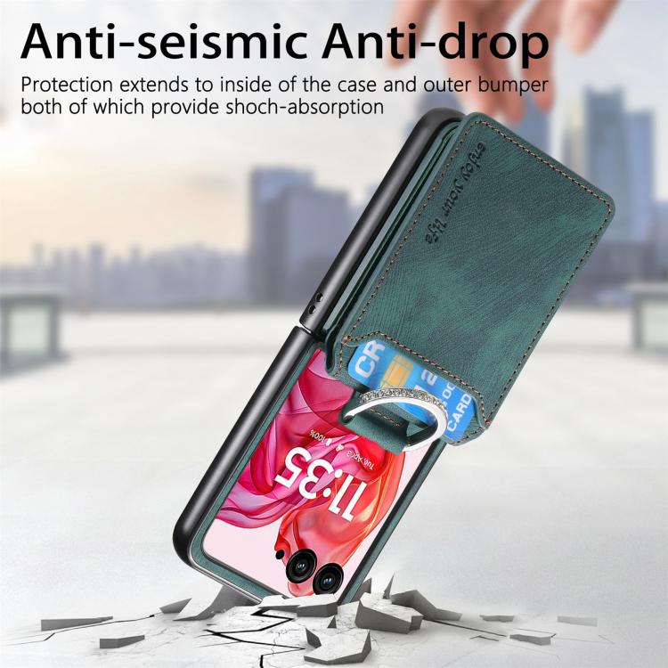 For Motorola Razr 60 Retro Leather Ring Vertical Flip Wallet Phone Case