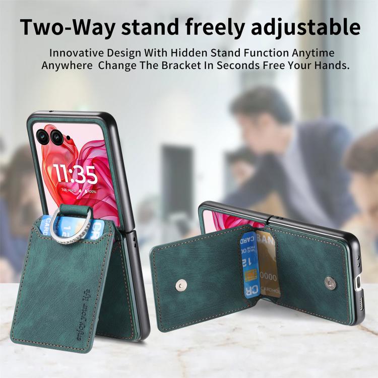For Motorola Razr 60 Retro Leather Ring Vertical Flip Wallet Phone Case
