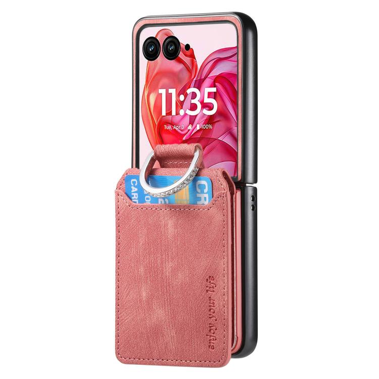 For Motorola Razr 60 Retro Leather Ring Vertical Flip Wallet Phone Case