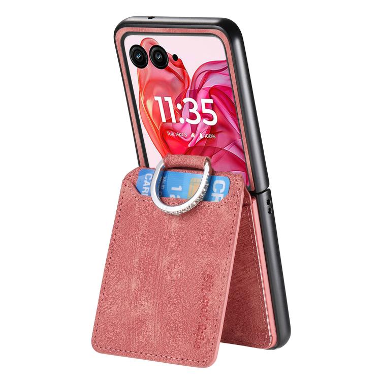 For Motorola Razr 60 Retro Leather Ring Vertical Flip Wallet Phone Case