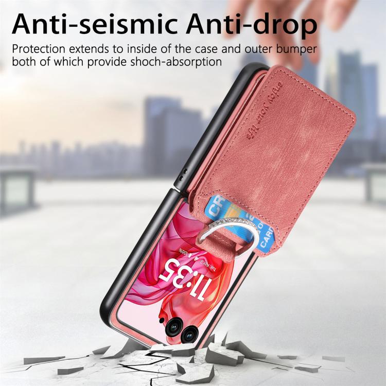 For Motorola Razr 60 Retro Leather Ring Vertical Flip Wallet Phone Case