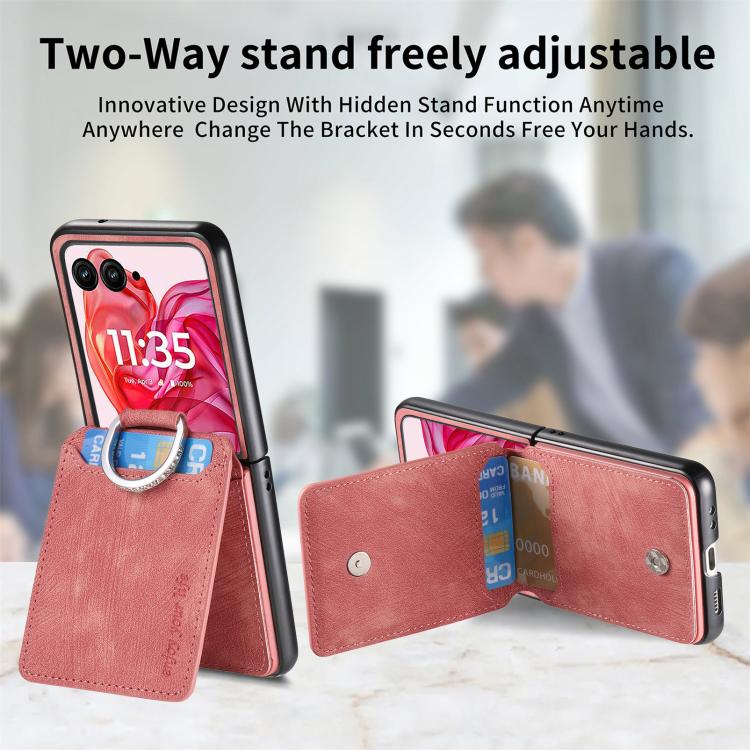 For Motorola Razr 60 Retro Leather Ring Vertical Flip Wallet Phone Case