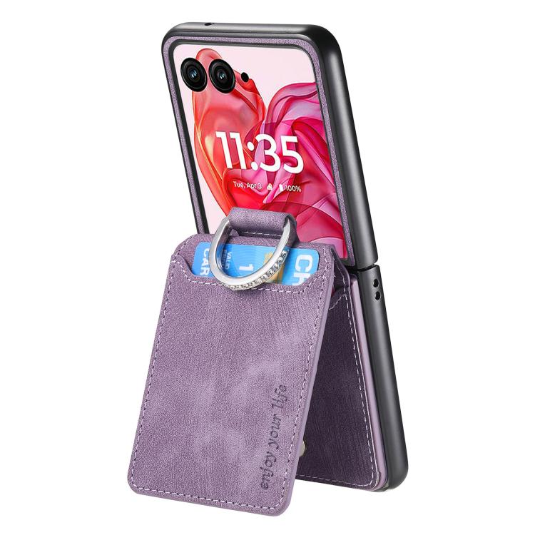 For Motorola Razr 60 Retro Leather Ring Vertical Flip Wallet Phone Case