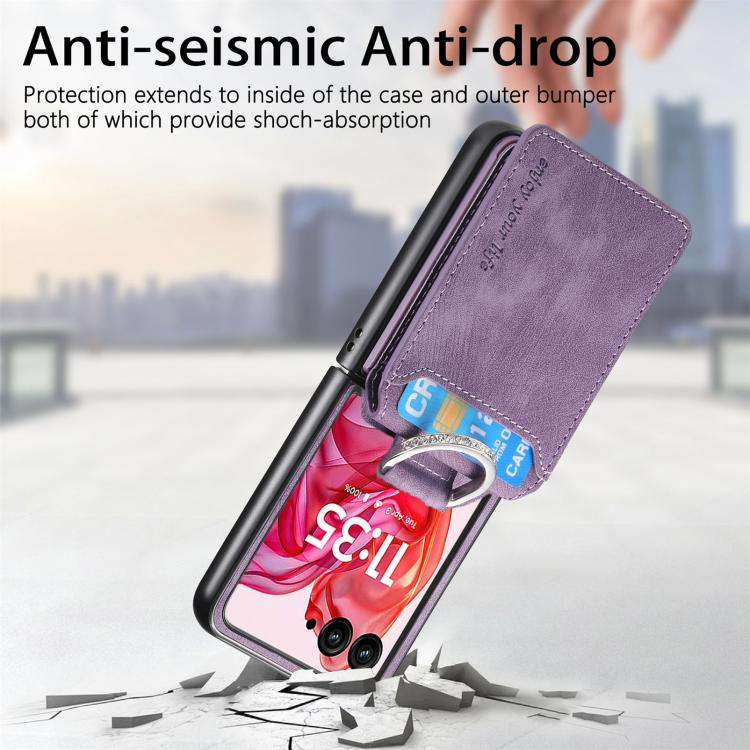 For Motorola Razr 60 Retro Leather Ring Vertical Flip Wallet Phone Case