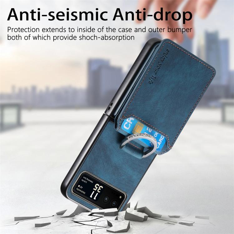 For Motorola Moto Razr 40 Retro Leather Ring Vertical Flip Wallet Phone Case