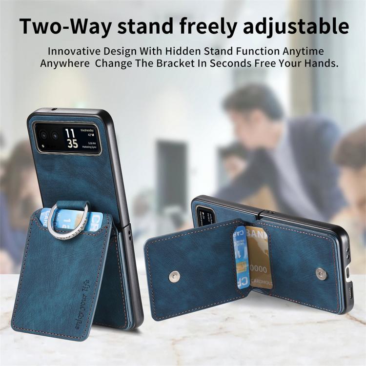 For Motorola Moto Razr 40 Retro Leather Ring Vertical Flip Wallet Phone Case
