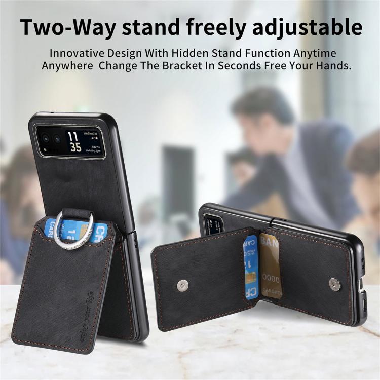 For Motorola Moto Razr 40 Retro Leather Ring Vertical Flip Wallet Phone Case