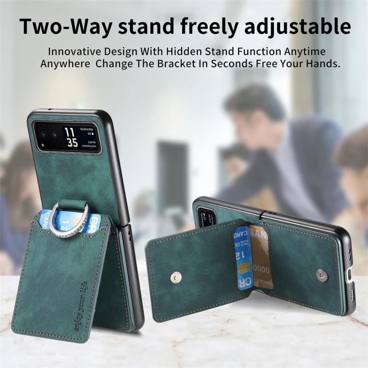 For Motorola Moto Razr 40 Retro Leather Ring Vertical Flip Wallet Phone Case