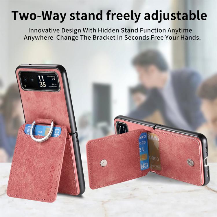 For Motorola Moto Razr 40 Retro Leather Ring Vertical Flip Wallet Phone Case