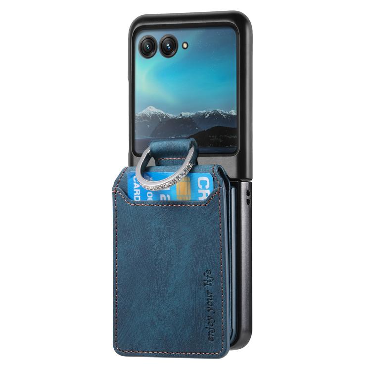 For Motorola Moto Razr 40 Ultra Retro Leather Ring Vertical Flip Wallet Phone Case