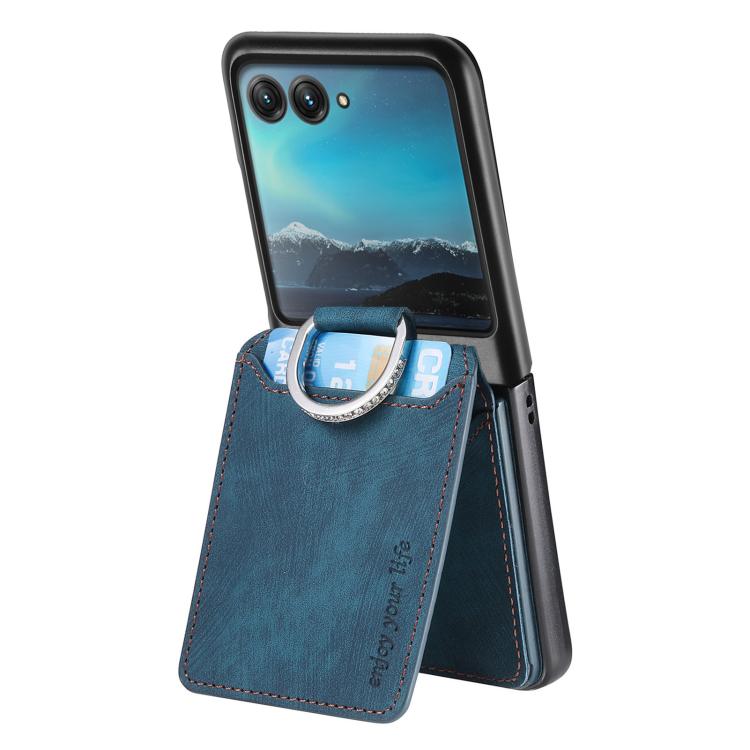For Motorola Moto Razr 40 Ultra Retro Leather Ring Vertical Flip Wallet Phone Case