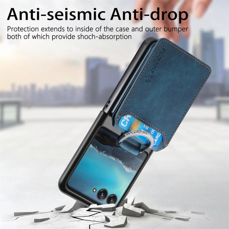 For Motorola Moto Razr 40 Ultra Retro Leather Ring Vertical Flip Wallet Phone Case