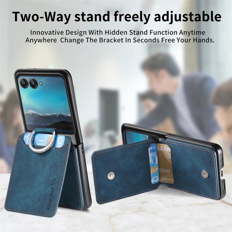 For Motorola Moto Razr 40 Ultra Retro Leather Ring Vertical Flip Wallet Phone Case