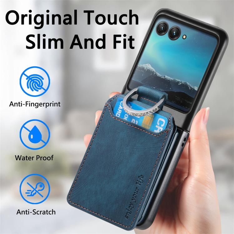 For Motorola Moto Razr 40 Ultra Retro Leather Ring Vertical Flip Wallet Phone Case