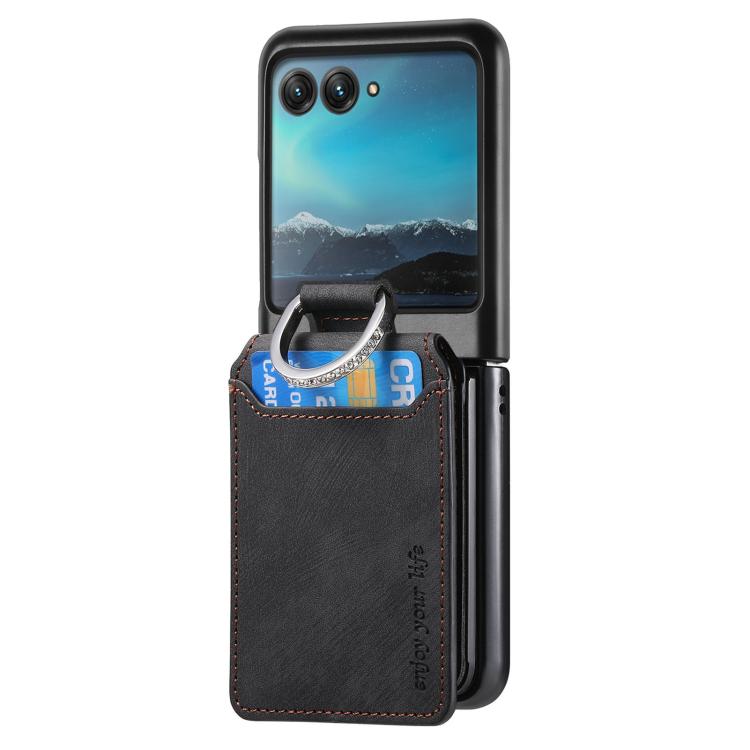 For Motorola Moto Razr 40 Ultra Retro Leather Ring Vertical Flip Wallet Phone Case