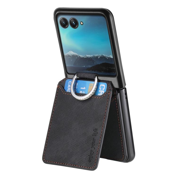 For Motorola Moto Razr 40 Ultra Retro Leather Ring Vertical Flip Wallet Phone Case
