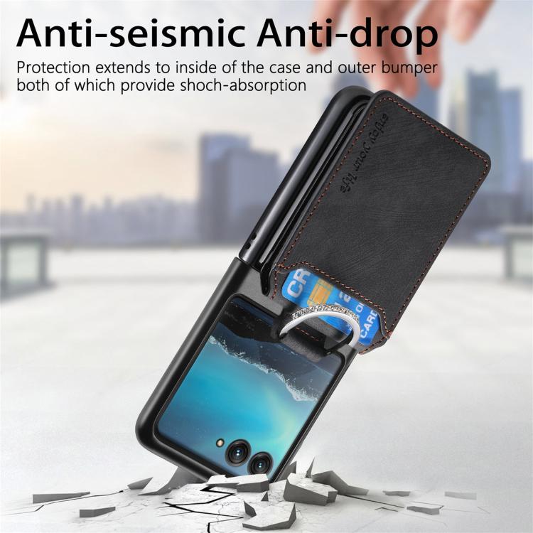 For Motorola Moto Razr 40 Ultra Retro Leather Ring Vertical Flip Wallet Phone Case