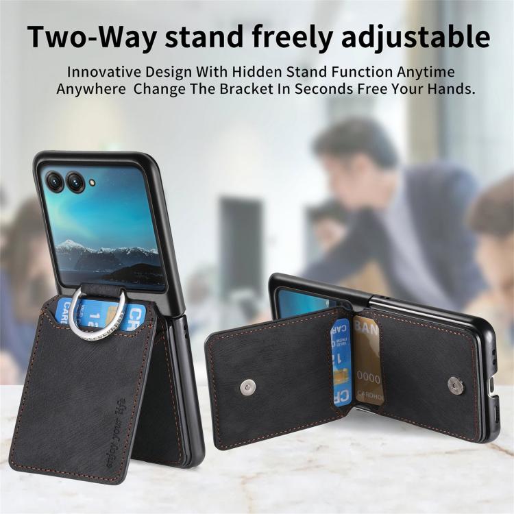 For Motorola Moto Razr 40 Ultra Retro Leather Ring Vertical Flip Wallet Phone Case