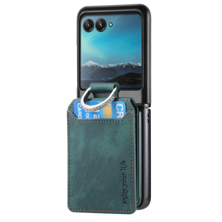 For Motorola Moto Razr 40 Ultra Retro Leather Ring Vertical Flip Wallet Phone Case