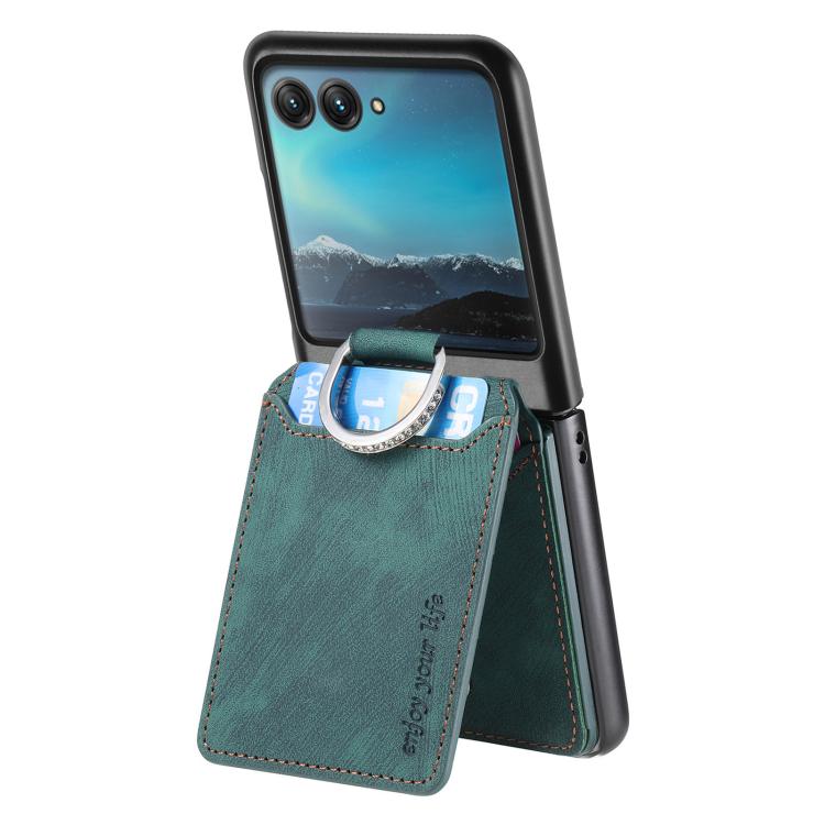 For Motorola Moto Razr 40 Ultra Retro Leather Ring Vertical Flip Wallet Phone Case
