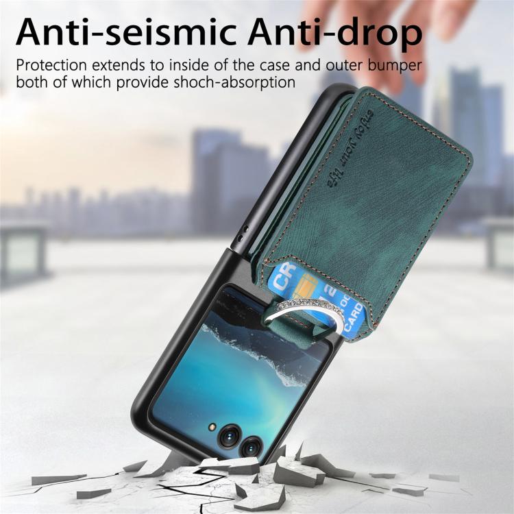 For Motorola Moto Razr 40 Ultra Retro Leather Ring Vertical Flip Wallet Phone Case