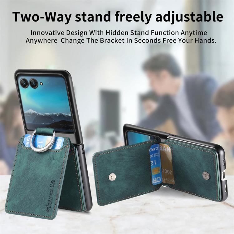 For Motorola Moto Razr 40 Ultra Retro Leather Ring Vertical Flip Wallet Phone Case