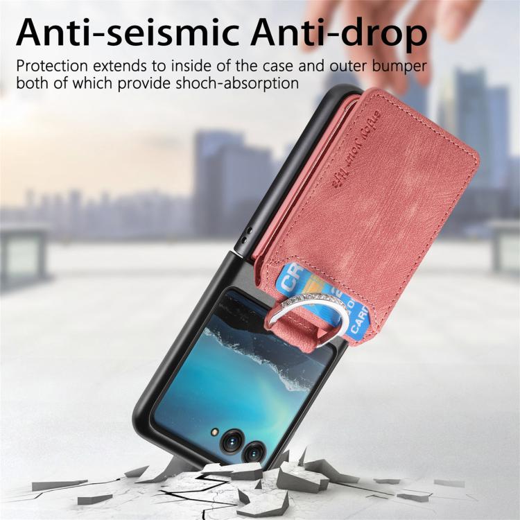 For Motorola Moto Razr 40 Ultra Retro Leather Ring Vertical Flip Wallet Phone Case