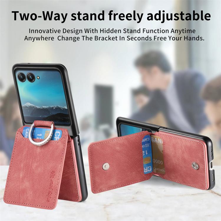 For Motorola Moto Razr 40 Ultra Retro Leather Ring Vertical Flip Wallet Phone Case
